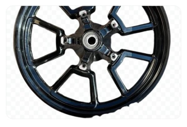 Black powder coated lowrider wheels complete with bearings installed. Mount wheels - Image 4
