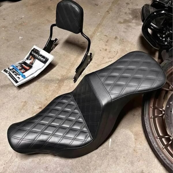 Saddleman Seat with Quick Detach Sissy Bar and Lattice Stitch Backrest - Image 3